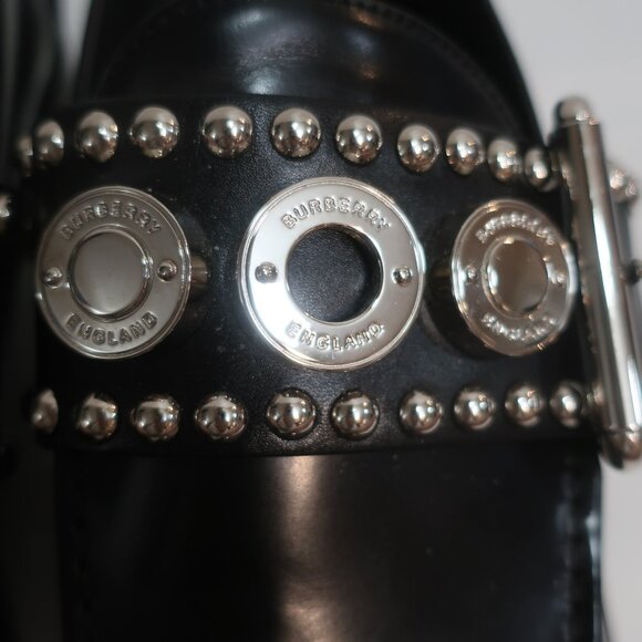 Authentic Burberry Marita Black Leather Silver-Tone Logo Engraved Loafer 39 US/9 - Picture 8 of 16